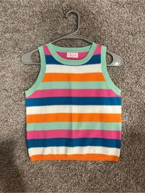Pink Lily Mint, Teal, Orange & Pink Striped Knit Tank Top